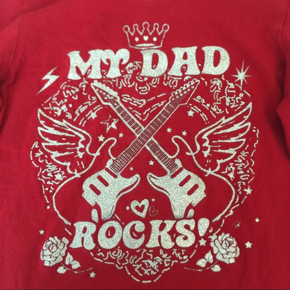 Girl's 🎸My Dad Rocks🎸Red T-Shirt, Size L (10-12) - Picture 3 of 7